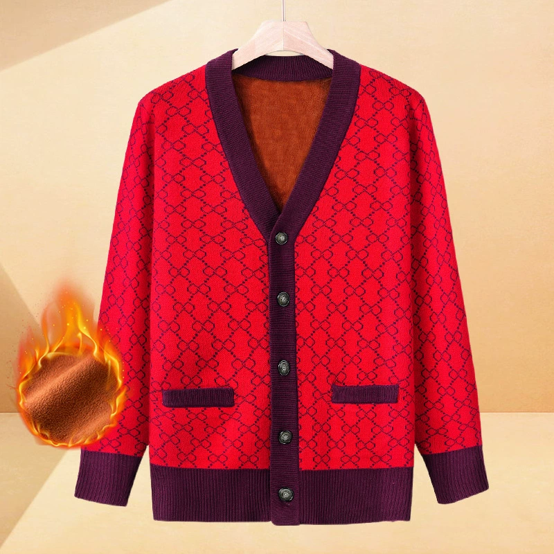 Папа весна и осень кардиган свитер с длинными рукавами свитер старший дедушка свободный пальто весенняя осенняя одежда
