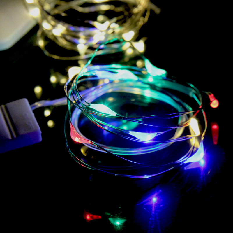 Cadena de luz LED de alambre de cobre luz de la batería botón de la caja de color Cadena de luz flor pastel caja de regalo decoración de la luz de Navidad Cadena de luz de la noche