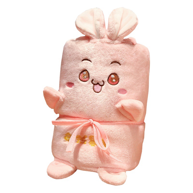 Lucky conejo dibujos animados felpa rollo manta Oficina siesta manta de franela aire acondicionado sola manta de almacenamiento