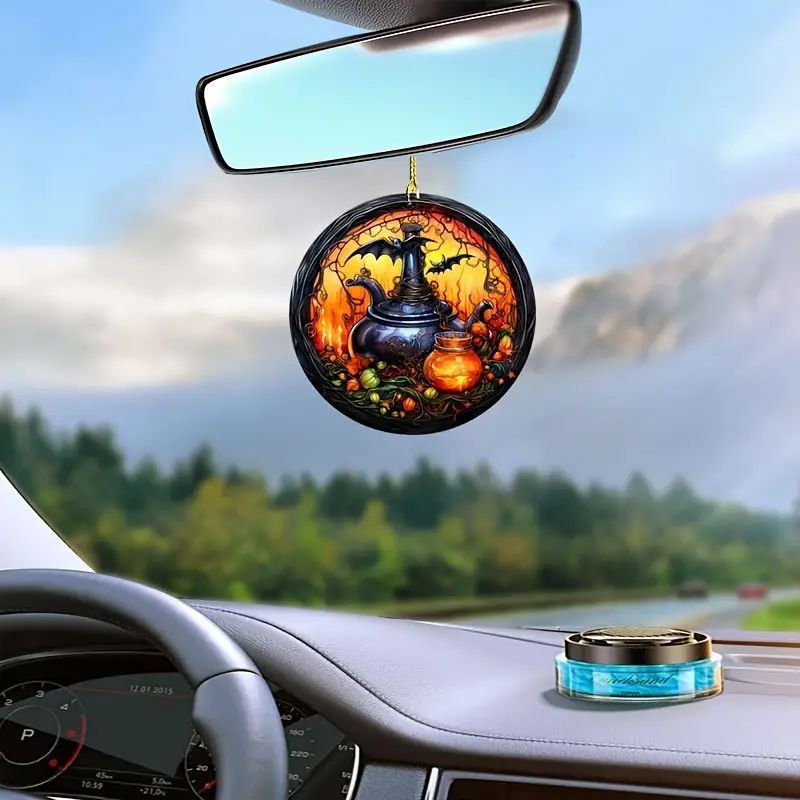 Nuevo acrílico plano transfronterizo personalidad creativa decoración colgante de automóvil espejo retrovisor llave decoración colgante image 1