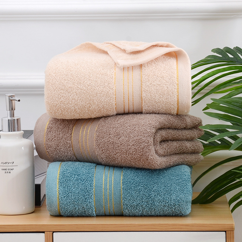 Wholesale In-Stock Gold Silk Cotton Bath Towels, Soft and Absorbent, for Home Use, Bathing, Couples, Adults, Beach Towels, Hotel Towels