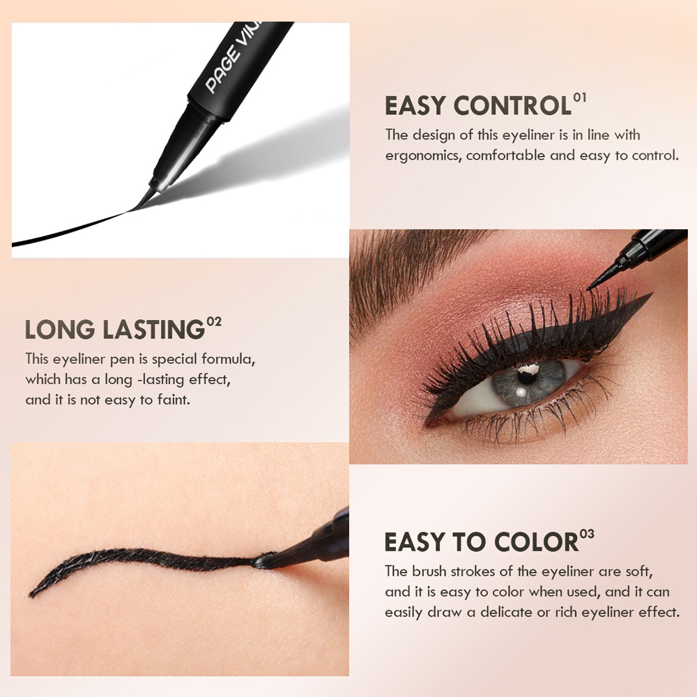 Nuevos productos transfronterizos PAGE VINE delicado lápiz de delineador de ojos de color impermeable a prueba de sudor no es fácil de desnudarse, cepillo suave duradero