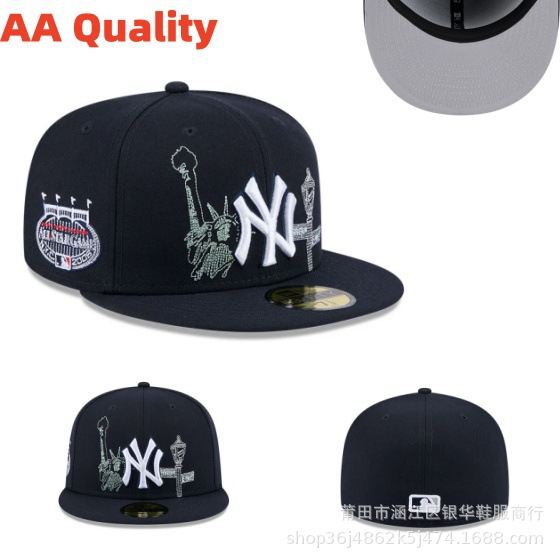 Comercio exterior de alta calidad estadounidense tamaño completamente cerrado sombrero de béisbol Dodge hip-hop Yankees bordado anti-uso sombrero plano