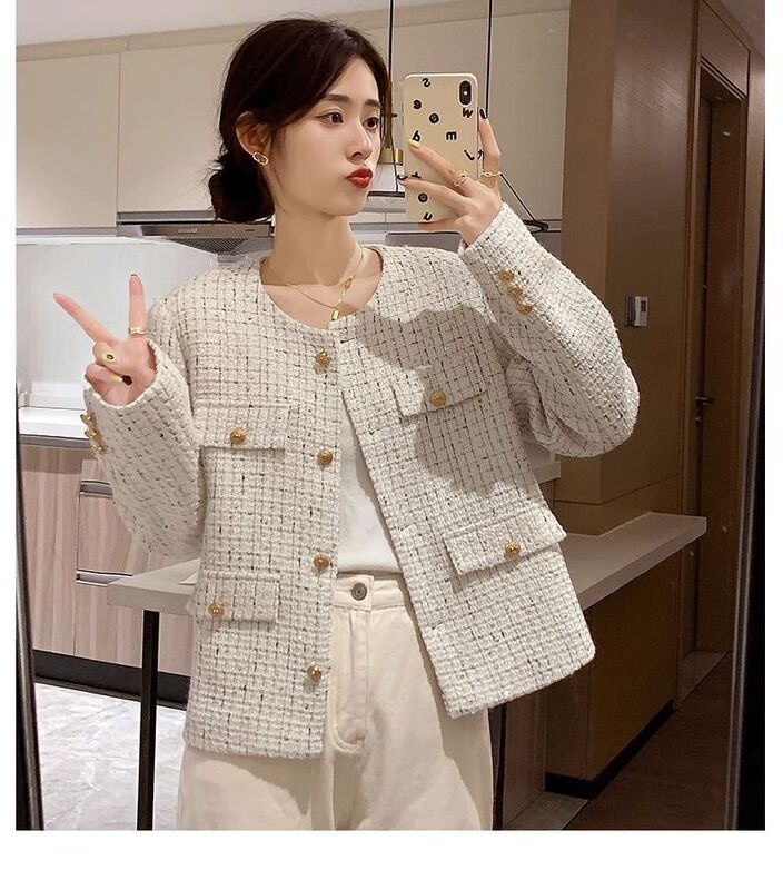 Xiaoxiangfeng ジャケット秋の女性の新しいトップレトロなデザイングリーンスリム気質セレブショートジャケット|undefined