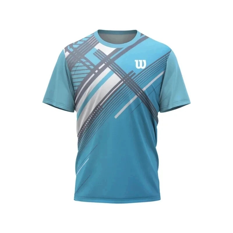 Wilson Men's Tennis T-Shirt with Dynamic Lines and W Logo - Breathable Fabric for Great Performance on the Court