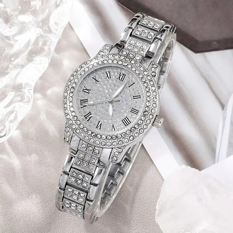 Explosions Women's Watch Supply Conjunto de cinco peças com relógio feminino de diamante Relógio de quartzo romano da moda feminina_voghion.com