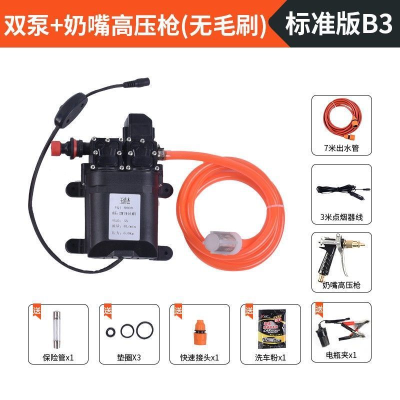 洗车家用高压智能洗车机车载12V水泵便携式两用双泵清洗水枪|undefined