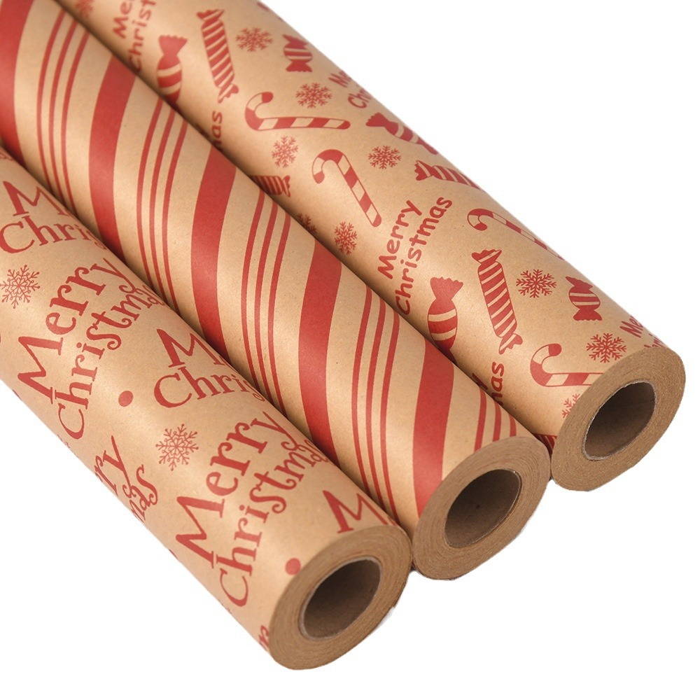 Transfronterizo Amazon nuevo papel de embalaje de regalos de Navidad impresa kraft retro diy embalaje de papel de regalo al por mayor