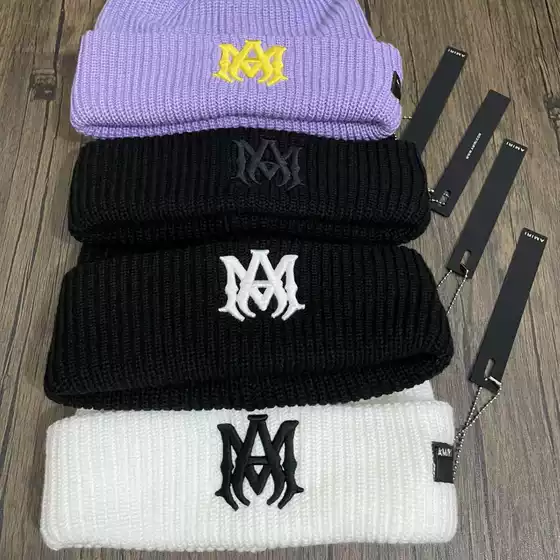 AMIRI Casual Fashion Street High Quality Knitted Embroidered Letter Wool Hat Couple's Knitted Hat in stock