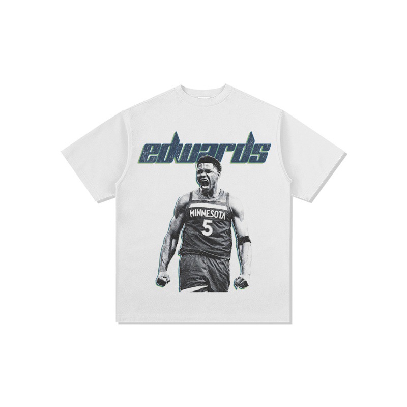 Edwards American Star camiseta de calle hip-hop marca de tendencia impresión retro hacer viejo lavado pesado suelto manga corta