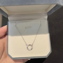 法式简约风百搭新品莫比乌斯圆环吊坠s925纯银项链饰品女一件代发