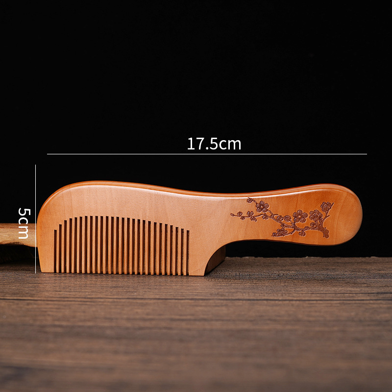 桃の木の櫛ロングハンドル細歯ストレートヘアコーム木製櫛ギフト桃の木の櫛ポータブル初年度ギフト木製櫛彫刻ロゴ輸出|undefined