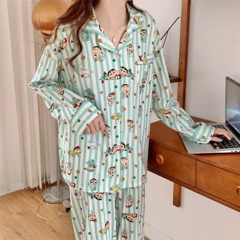 Conjunto de pijama de manga larga para mujer del sudeste asiático, otoño e invierno, estilo de celebridad de internet, transmisión en vivo, conjunto de ropa de estar de doble capa