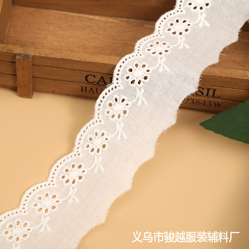 现货5.5cm棉布刺绣花边小孔镂空棉布花边童装发饰花边辅料厂家直