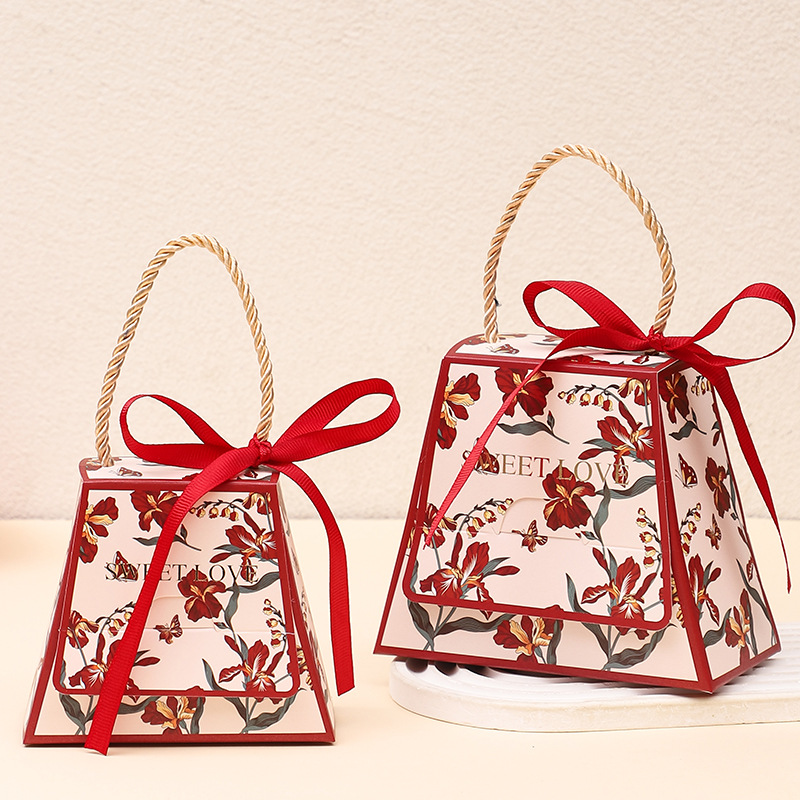 Caja de dulces de boda regalo de mano caja de dulces avanzada caja de dulces de lujo ligero caja de dulces de compromiso caja de dulces de boda portátil boda de dulces