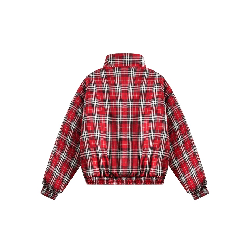 Herrenbekleidung Retro-Karierter Baumwollmantel Paar Wintermantel Männer und Frauen doppelseitiger Baumwollmantel mit Stehkragen_voghion.com