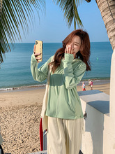 2023新款简约宽松防晒衣女加宽帽檐防紫外线冰丝长款防晒服夏