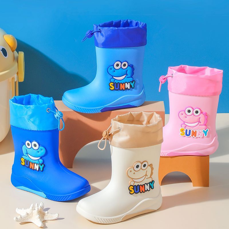 New Kidsren's Rain Boots for Boys and Girls, Dinosaur Baby Rain Boots for Primary School Students, Cotton Warm Rubber Shoes, Water Shoes, Kidsren's Shoes