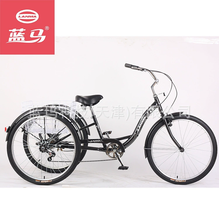 Заводская поставка Blue Horse 26inch Трехколесный велосипед для пожилых людей с педалью для взрослых и рамочным переносом