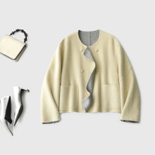 小个子天菜 高端手工双面羊绒羊毛呢短大衣外套立体剪裁显高显瘦