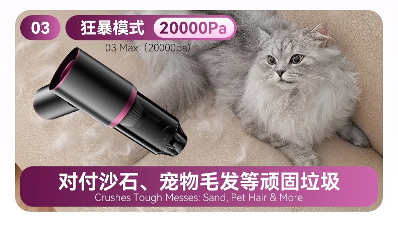 Wireless Car Vacuum Cleaner with Super Suction Power, Handheld Brushless for Car and Home Use, Small Size with Strong Suction, Cross-Border