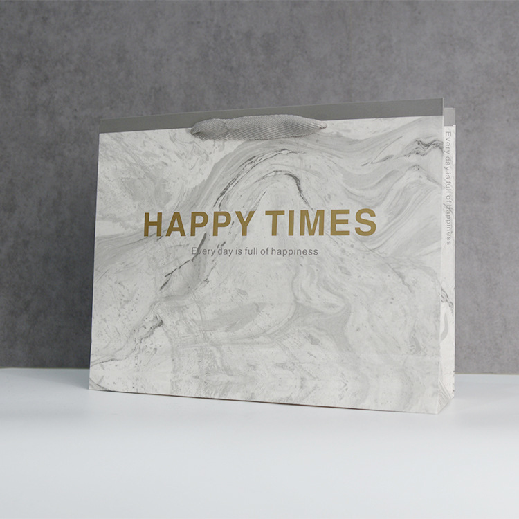 简约大理石礼品袋ins风时尚服装店购物袋现货加大号礼品手提袋