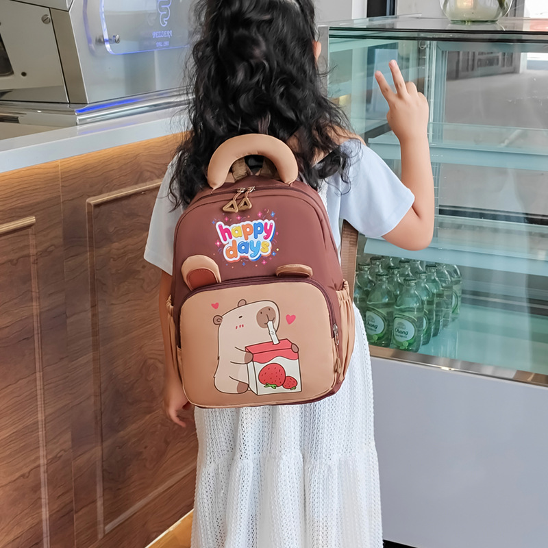 Transfronterizos nueva mochila para niños Capibara, mochila de hombro de gran capacidad para niños y niñas, mochila de jardín de infantes
