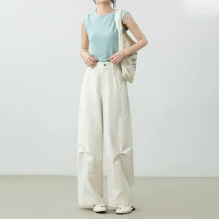美式复古大口袋工装裤女直筒酷飒风2026春新款阔腿宽松休闲长裤子