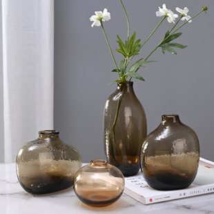 Zen simple creative irregular transparent glass high-grade vase household flower arrangement living room desktop decoration flower pot