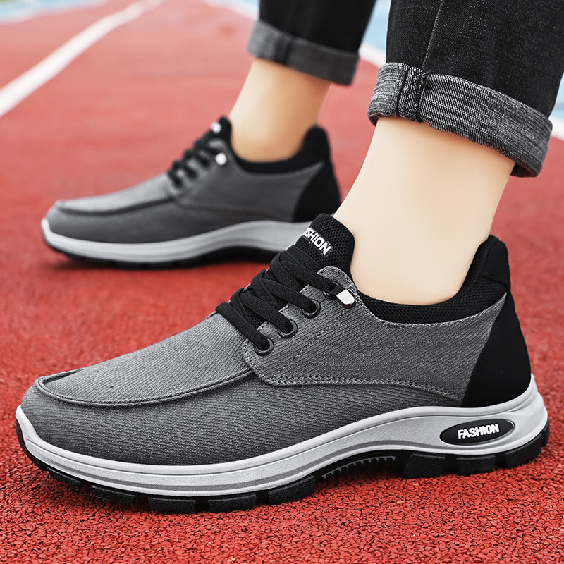 Zapatos deportivos de primavera para hombre, zapatos para caminar transpirables, zapatos para correr cómodos con suela blanda, zapatos de suela gruesa, zapatos de tela de boca baja para hombre