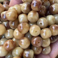 13MM桶珠花生酥老料菩提根散珠菩提子原籽手串浓郁老型桶珠批发