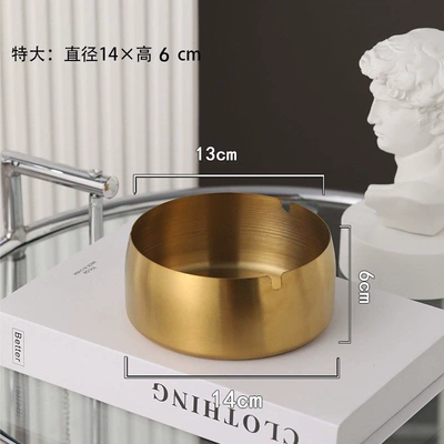 Car ashtray – steel thickened ashtray for home - gold-14cm-thickened-version-free-customization-for-2-ashtrays
