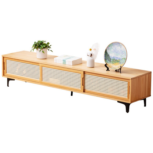 TV cabinet simple modern coffee table TV cabinet combination small apartment solid wood living room bedroom light luxury floor cabinet retractable