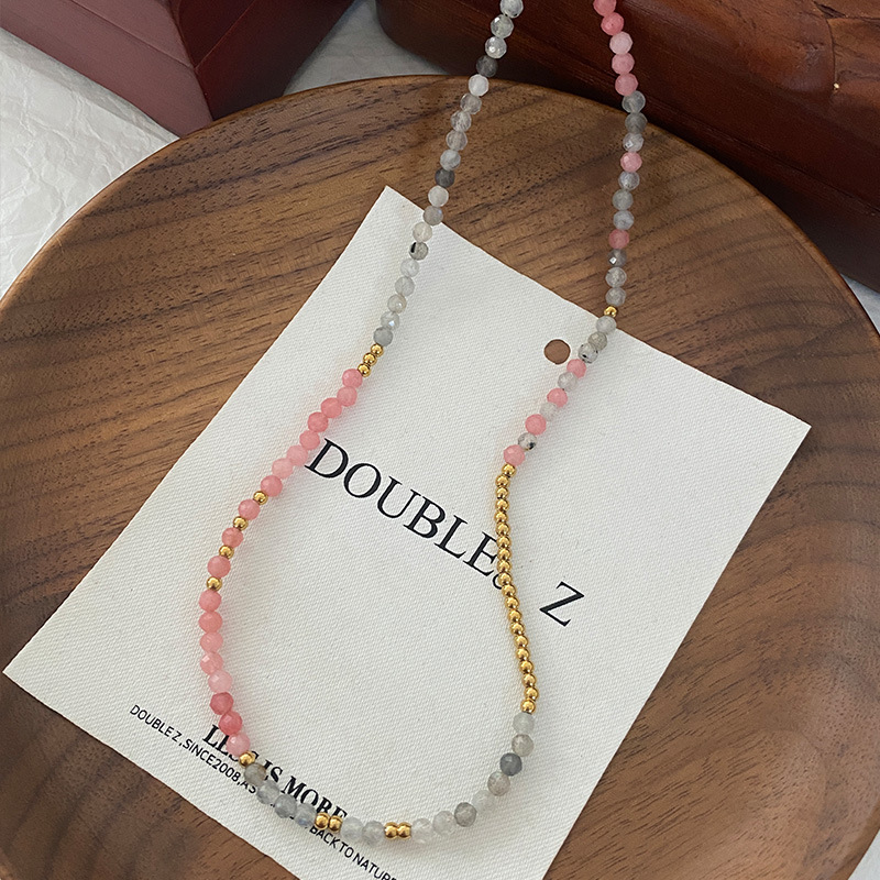 Collar con cuentas de ojo de tigre Maillard Cadena de suéter de otoño e invierno de alta calidad Acero de titanio Cadena de clavícula de piedra natural retro de lujo ligero