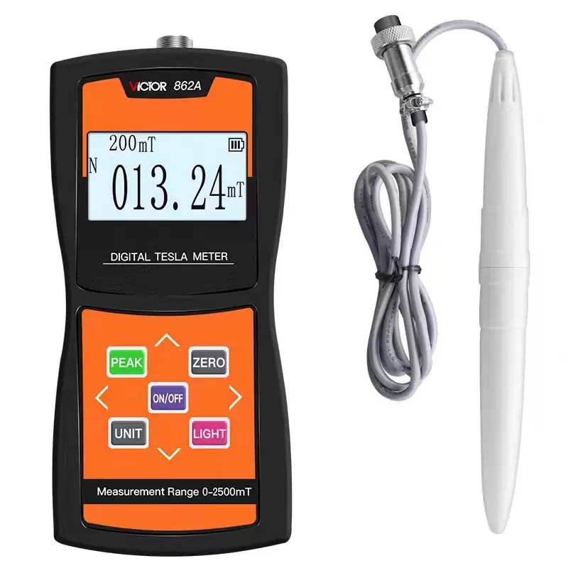 胜利VICTOR高精度数显高斯计VC862A/B/C磁场测量仪特斯拉计磁强