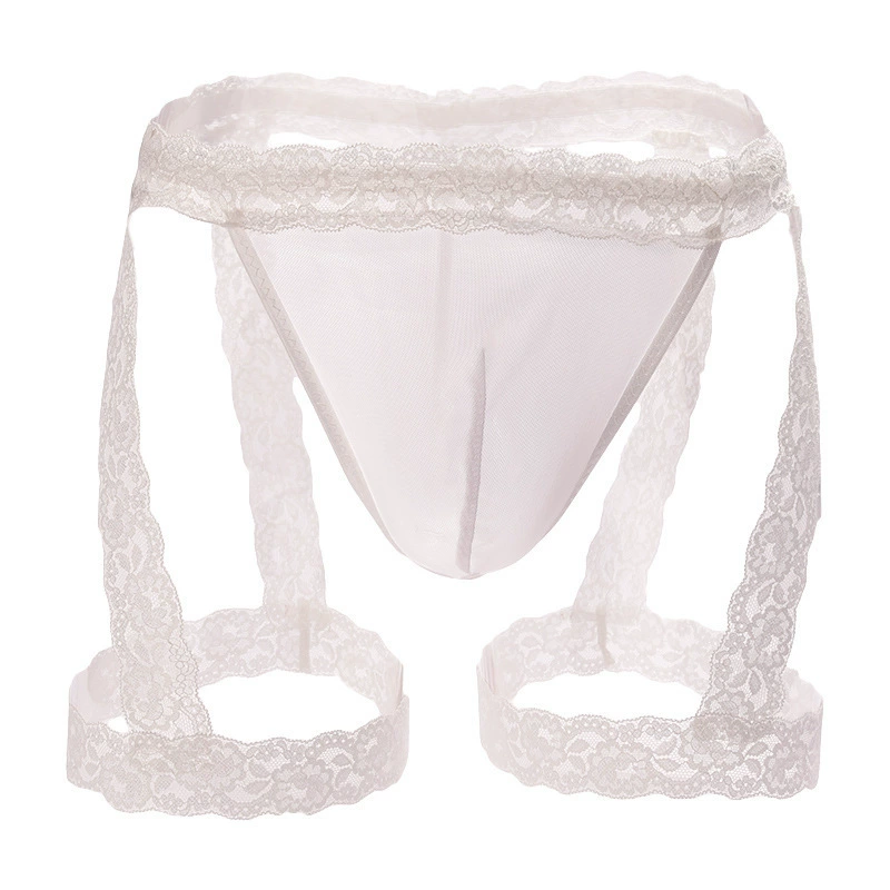Men's lace jockstrap mesh underwear, lifting effect, one size