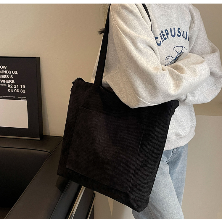 New Korean-style simple large-capacity handbag, casual corduroy single-shoulder bag, versatile travel light crossbody bag wholesale undefined