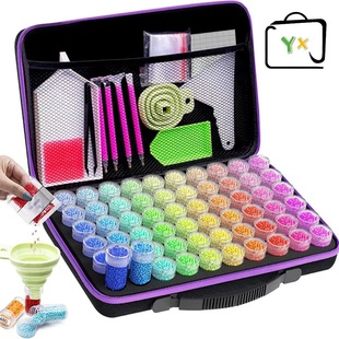 Customized DIY Diamond Painting Tool Set Storage Box 30 Gridss, 60 Gridss, 120 Gridss, Divided Diamond Bottles, Dot Drill Pens, Eva Packaging