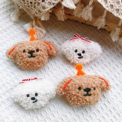 可愛捲毛小狗玩偶胸針髮飾圍巾服裝輔料配飾 卡通帽子小狗DIY裝飾