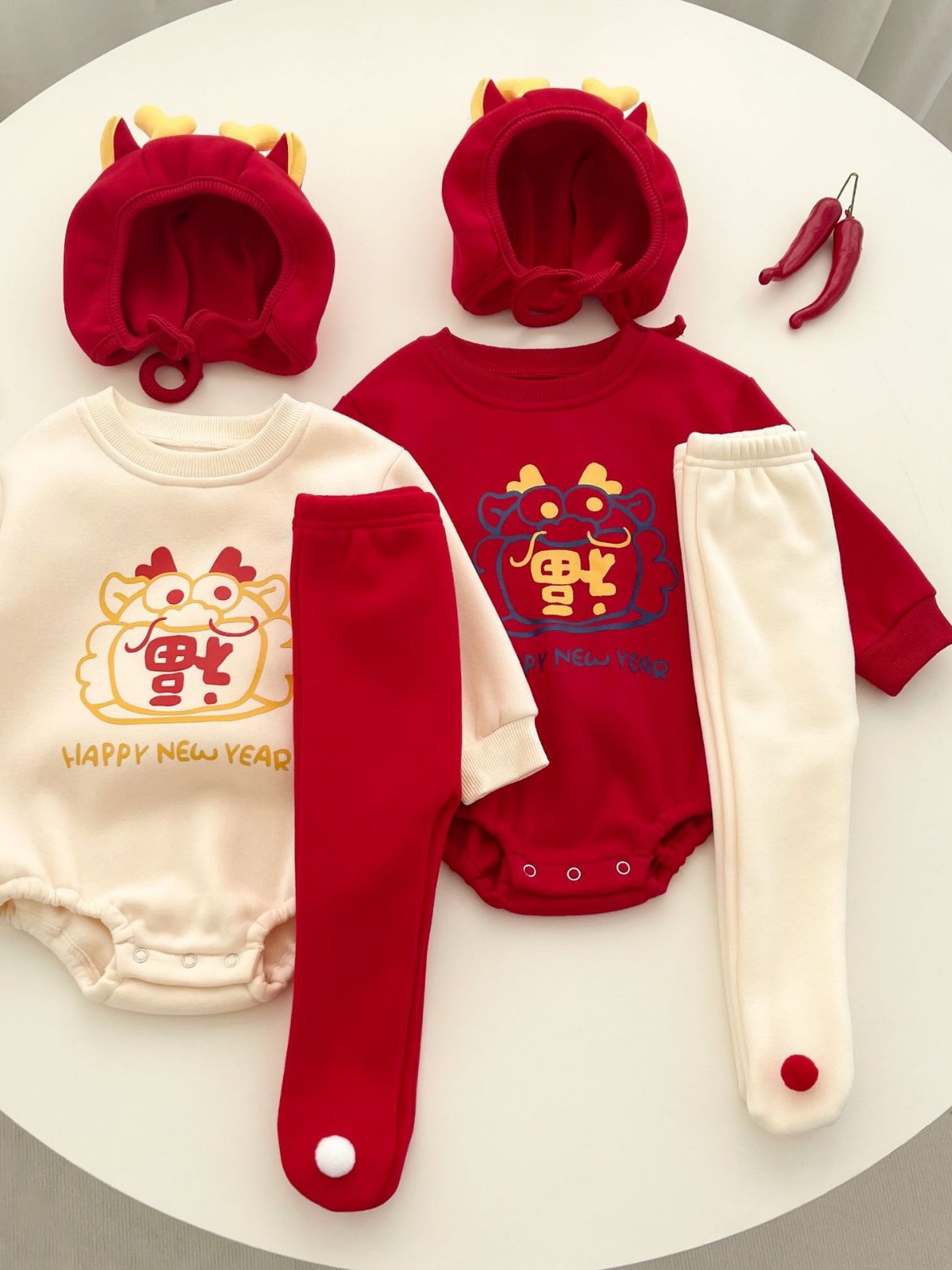 Conjunto de Ropa de Año Nuevo para Bebé Otoño/Invierno, Estilo INS, Tendencia Nacional, Mameluco Infantil de Año Nuevo, Conjunto de Vestido para el Festival de Primavera