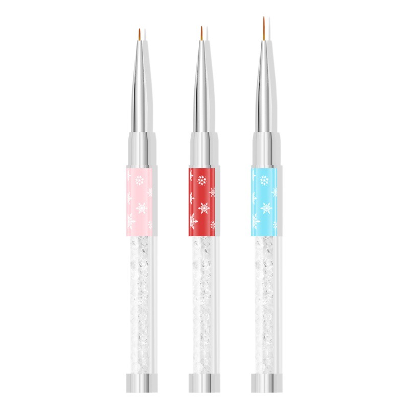 Cross-border nuevo copo de nieve varilla de dibujo de uñas pluma varilla de metal con diamante gancho pluma de dibujo pluma de alta gama de Arte de uñas pluma