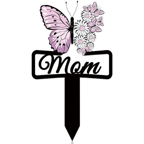 Butterfly Stake Mark Lost Mother Sympathy Garden Stake Waterproof Metal Cemetery Stake Plaque Outdoor Courtyard Memorial Gift