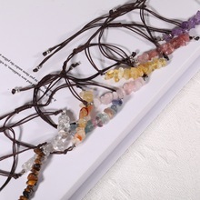 跨境热销新款手工编织手链天然水晶碎石手串可调节款厂家直销批发