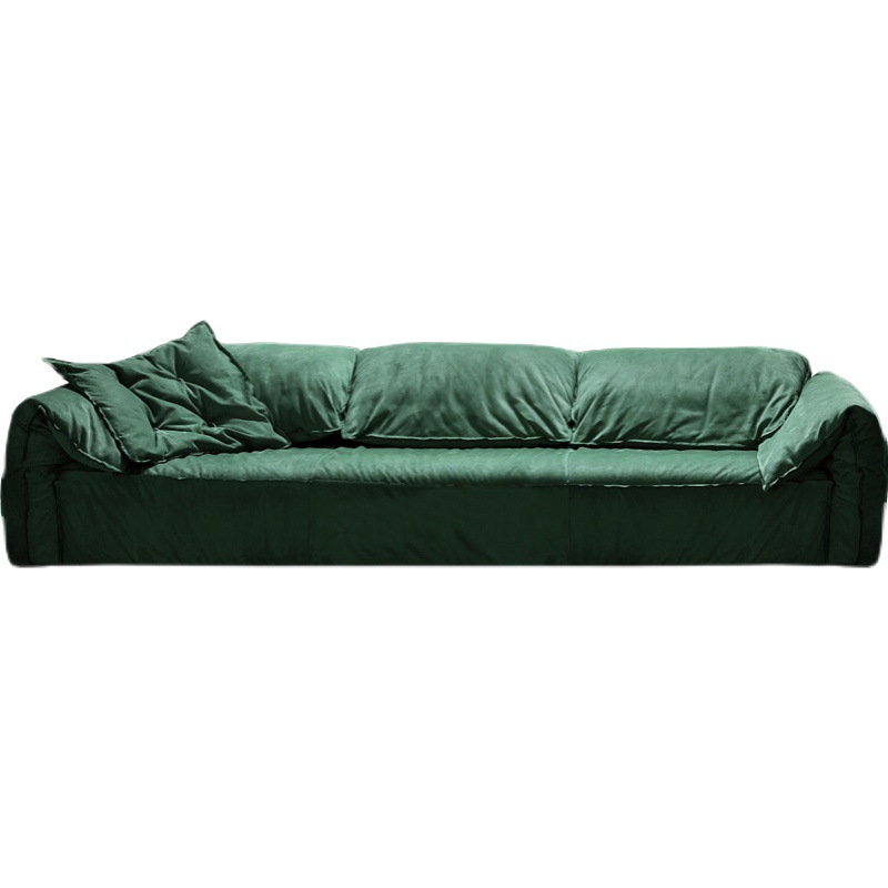 Sofá de tela tecnológica mate de estilo minimalista italiano, conjunto de sofá de sala de estar color crema con relleno de plumón de elefante para apartamentos pequeños.