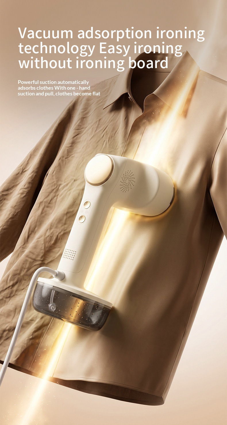 Adhesive Hanging Garment Steamer, Two-Level Suction, Dry and Wet