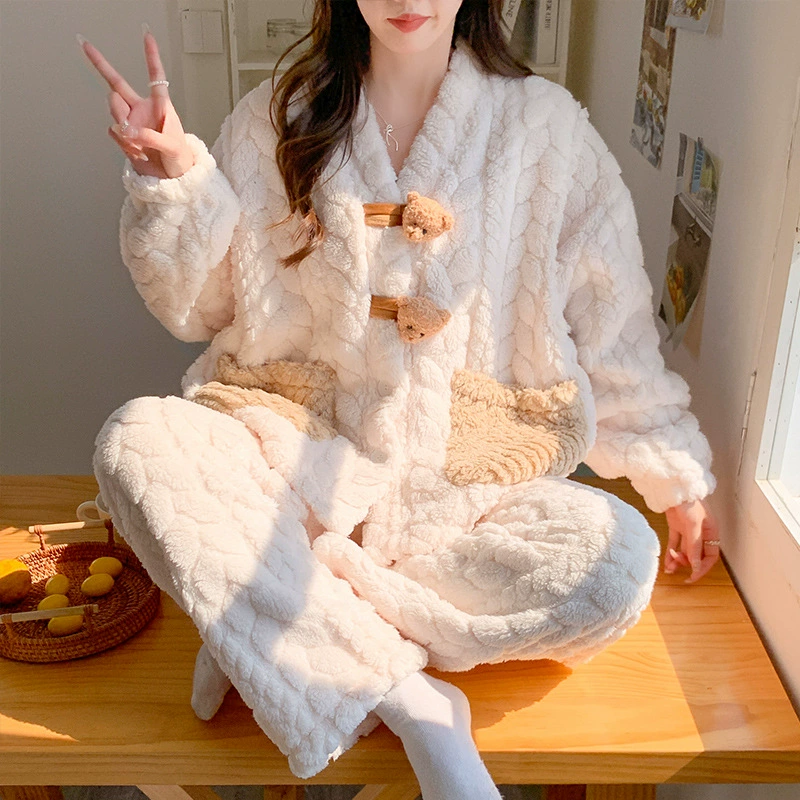 Коралловый бархатный костюм осенью и зимой бархат утолщает послеродовое кормление беременные женщины пижамы зимняя одежда вне беременности