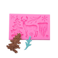 圣诞系列雪花圣诞树立体梅花麋鹿液态硅胶模具 diy翻糖蛋糕烘培模