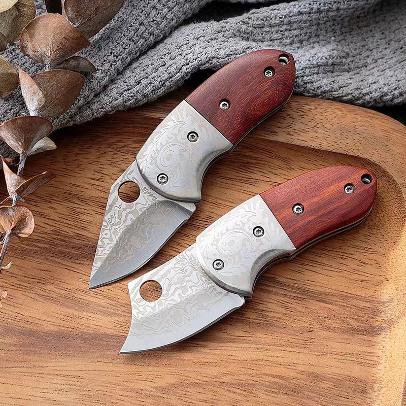 厂家迷你大马士纹螳螂防身随身折叠钥匙扣便携带水果刀拆快递小刀