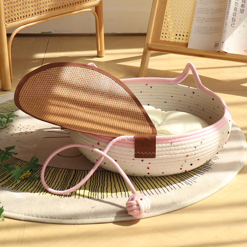 컬러풀한 폼폼 - 핑크색 장난감 공 + 흰색 화장솜 + 매트