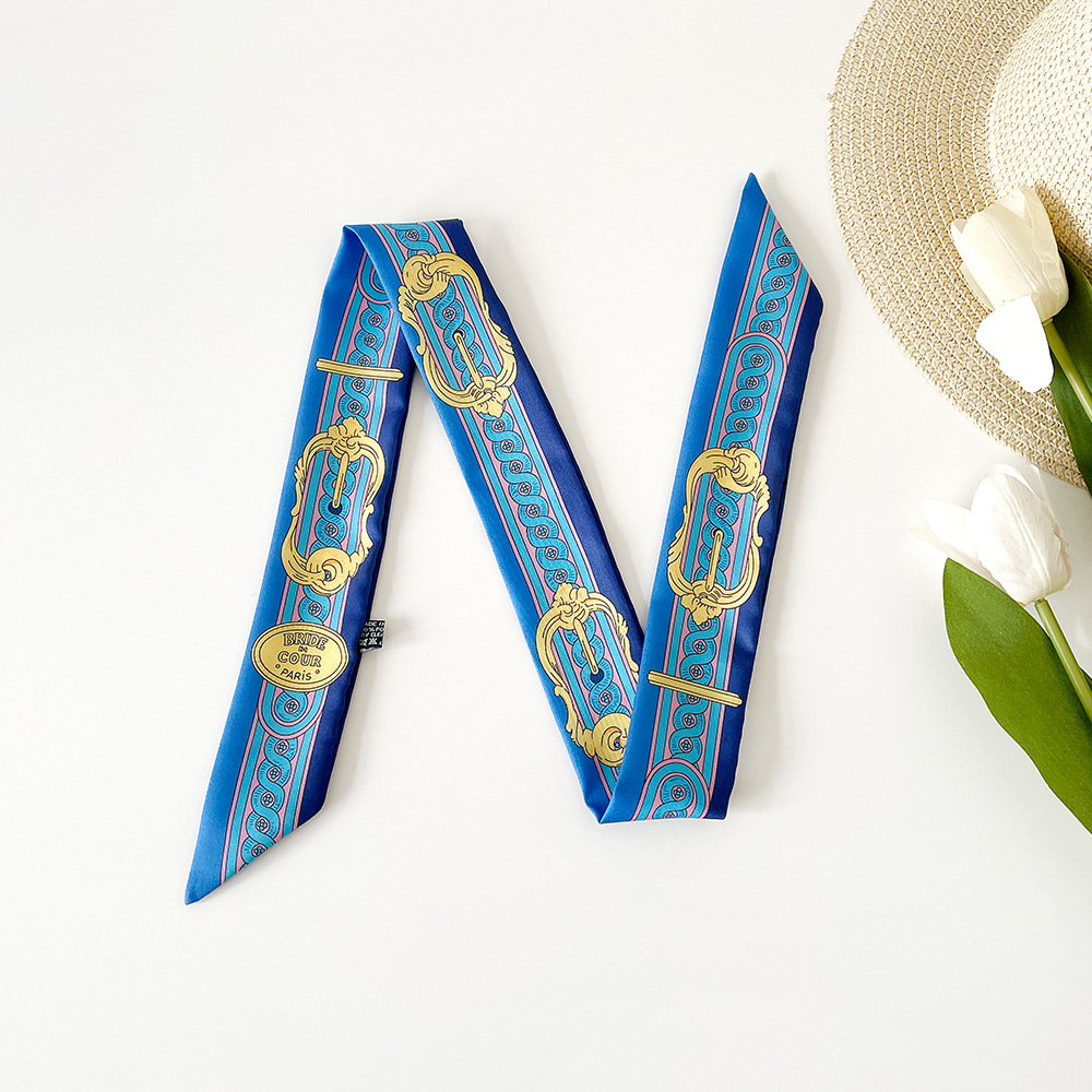 Women's Elegant Retro Printing Bag Satin Silk Scarf display picture 26